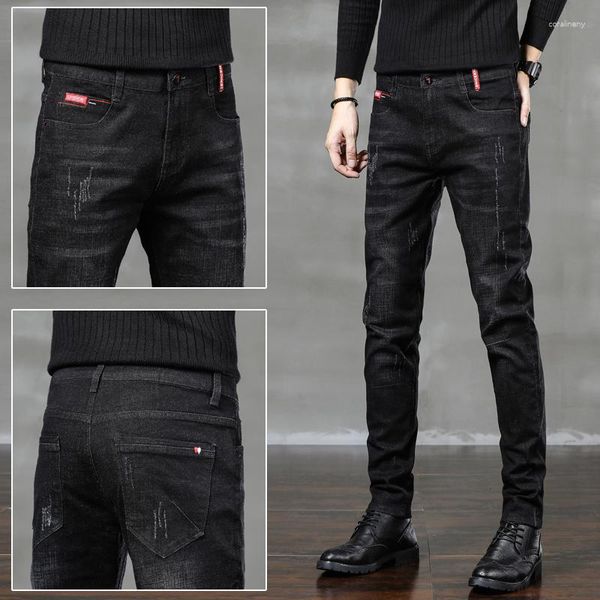 Jeans pour hommes classique Stiletto coupe régulière mode tout-match affaires Denim pantalon mâle 2023 automne Stretch marque pantalon mince