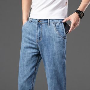 Jeans pour hommes Style classique Anti-vol Zipper Pocket Design Mince Hommes 2023 Été Détendu Droit Denim Pantalon Marque Mâle