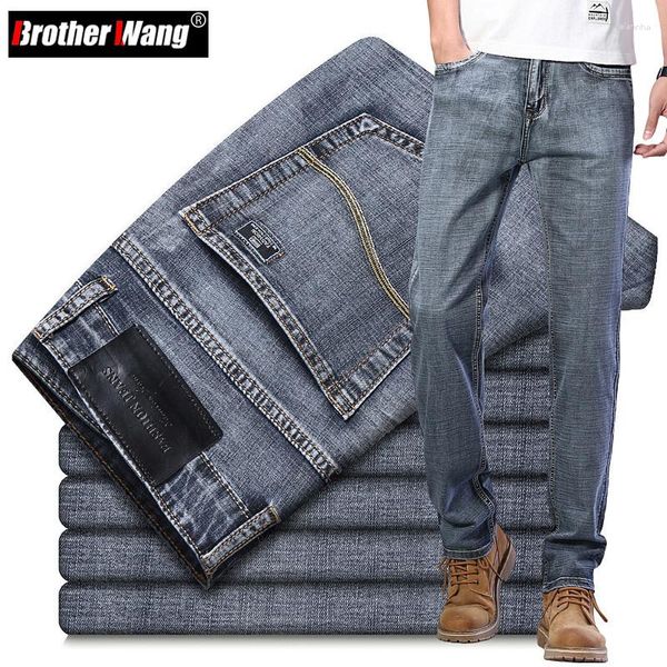 Jeans pour hommes Style classique Business Casual Advanced Stretch Regular Fit Denim Pantalon Gris Bleu Pantalon Homme