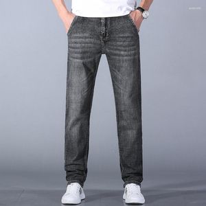 Jeans pour hommes Style classique gris foncé coupe ajustée Stretch 2023 printemps coton coupe régulière Denim pantalon homme marque pantalon