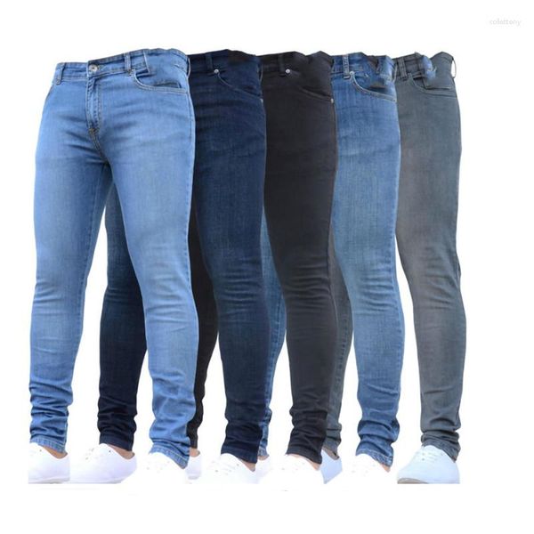 Jeans para hombres Estilo clásico de algodón de alta calidad Pantalones de mezclilla del algodón del algodón para hombres en otoño Leggings negros apretados