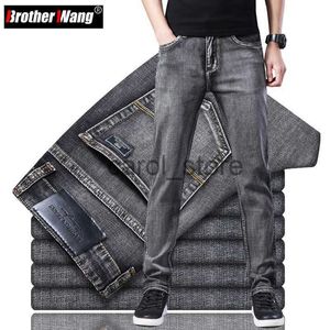Jeans pour hommes style classique été hommes minces gris jeans mode d'affaires haute qualité stretch denim pantalon droit mâle marque pantalon J230806