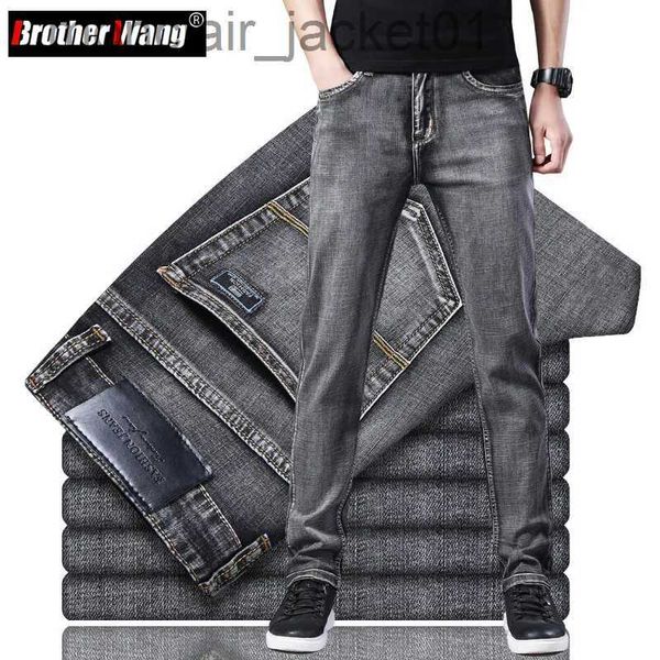 Jeans pour hommes Style classique été hommes mince gris jean affaires mode haute qualité Stretch Denim pantalon droit homme marque pantalon J231006