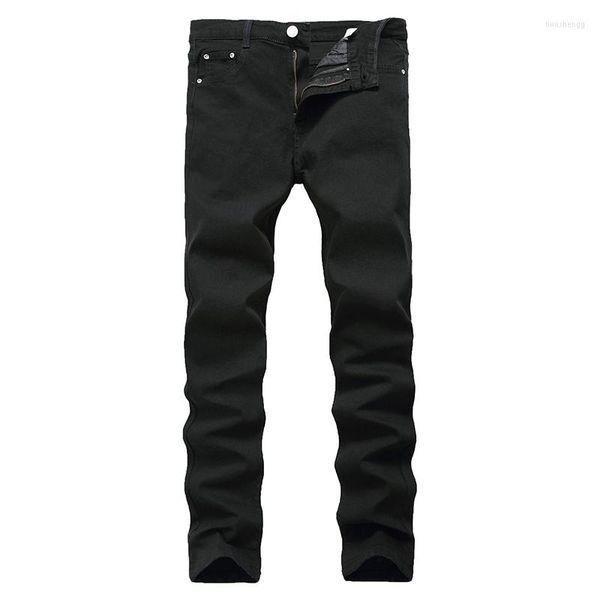 Hommes Jeans Classique Noir Denim Coton Mode Slim Fit Zipper Pantalon Décontracté Simple Chic Marque Designer À Vendre