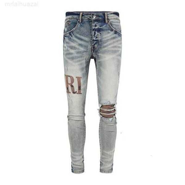 Jeans Homme Vêtements Jeans Homme Femme Panthère Imprimé Vert Armée Long Distressed Coton Lapin Autocollant Broderie Slim Denim Straight Biker Skinny Pantsalok