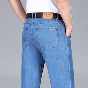 Hommes Jeans Vêtements Droite Affaires Été Mince Lyocell Tissu Respirant Confortable Coton Mâle Stretch Denim Pantalon 230629