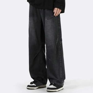 Jeans pour hommes Pantalon en denim confortable Drapey Pantalon en denim pour homme Pantalon en denim style hip-hop pour homme Sac taille haute pour femme Pantalon casualL2403