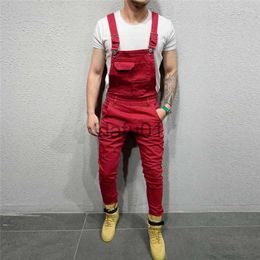 Heren Jeans Cool Designer Merk Jeans Man Broek Voor Mannen Pocket Denim Overall Jumpsuit Street chic Sexy Jarretel Broek E21292Y x0914