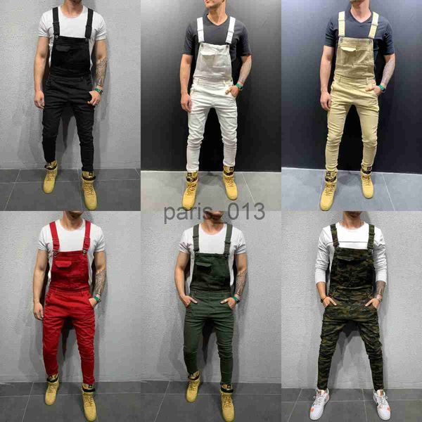 Jeans para hombres Cool Designer Brand Jeans Hombre Pantalones para hombres Pocket Denim General Mono Streetwear Sexy Suspender Pant E21 x0911