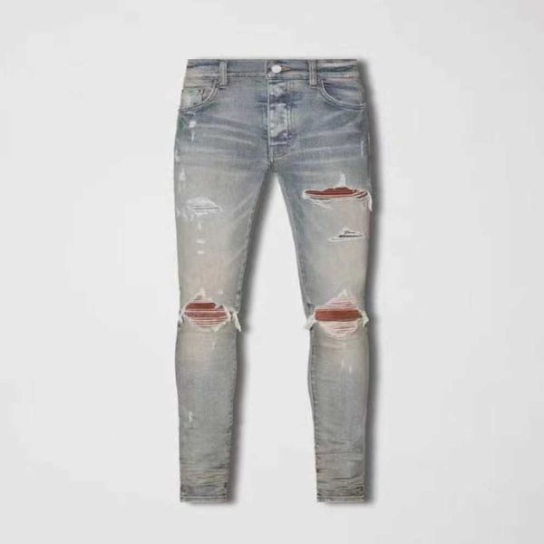 Jeans masculins Cool Rips Stretch Designer Disted Ripped Biker Slim Fit Washed Motorcycle Denim Men S Hip Hop Fashion Man Pants 02JU1DJU1D