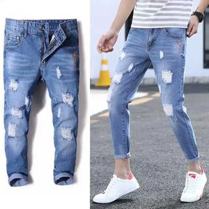 Herenjeans koele slanke jeans lichtgewicht vaste kleur comfortabele traangat ultradunne geschikt voor denim broek casual jeans dressing2405