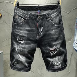Herenjeans Desinger Nieuwe Mannen Vintage Gescheurde Korte Jeans Streetwear Gat Slanke Denim Shorts Mannelijke Merk Kleding
