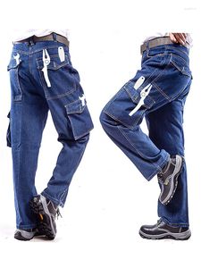 Jeans pour hommes, vêtements de travail en coton, pantalons Cargo droits, Baggy épais et Durable, pantalons longs en Denim tactique d'extérieur, 2023