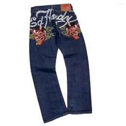 Pantalones vaqueros para hombre, diseño creativo, ropa de calle Harajuku, pantalones vaqueros de pierna recta, pantalones anchos sueltos, pantalones holgados de Hip Hop para hombre