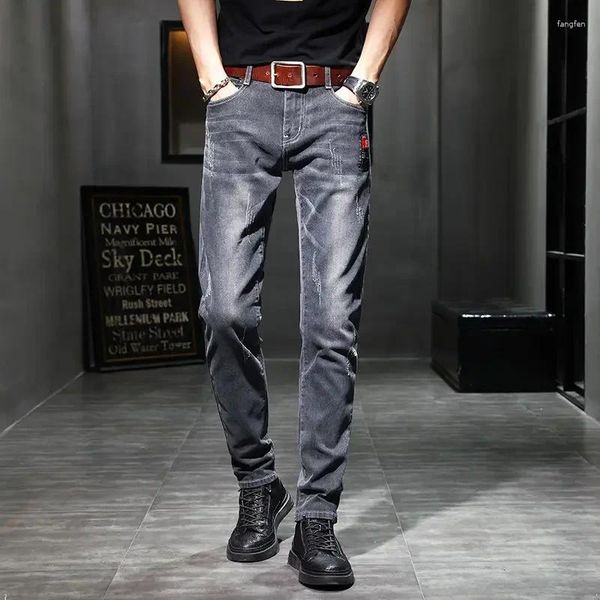 Jean masculin pantalon recadré pantalon de cowboy noir de style coréen goth goth des années 90.
