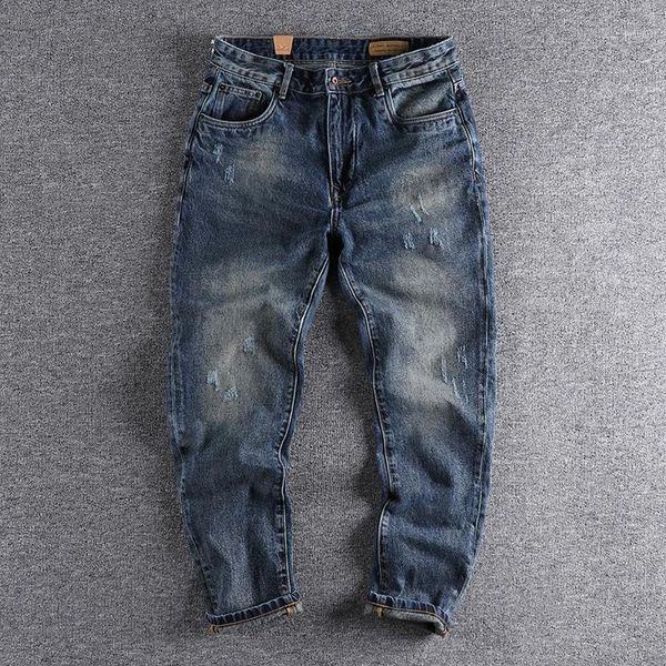 Jeans para hombres Dark American Fashion Slim Fit Pequeños pantalones rectos Juventud Pantalón casual Diseñador simple Boy Wear 287