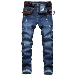 Jeans pour hommes bleu foncé Jeans en denim décontractés pour hommes High Street Casual Stretch Denim Pantalon Vert Grande Taille Coton Élastique Déchiré Jeans 221008