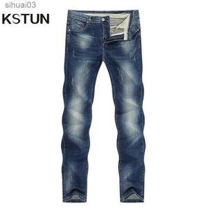 Jeans masculin jeans bleu foncé mens élastiques ultra-minces hétéros réguliers slim printemps décontractés pantalon denim pour hommes habit