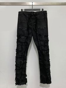 Heren jeans darkwear mannen gecoate multi -draaddecoratie wax borstel doek elastische high street 2023 mannelijke broek 2A5319