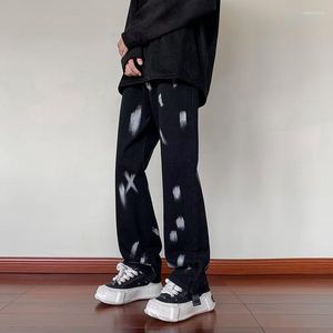 Herenjeans Deeptown hiphop graffiti mannen zwarte rechte denim broek losse casual broek mannelijke punk streetwear gotische stijl lente