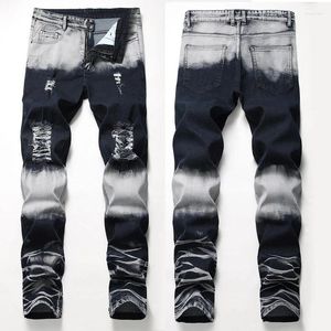Jeans pour hommes Denim Brand Design Party Hip Hop Discothèque Couleur Beau 2024 Tendance coréenne Pantalon grande taille
