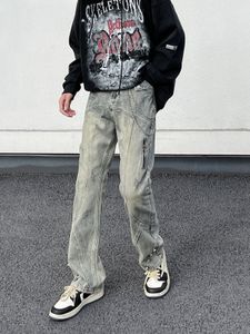 Jeans pour hommes Denim Designer Moto Bike Moto droite pour taille 42 Automne Printemps Punk Rock Streetwear Pantalon de protection du genou J240111