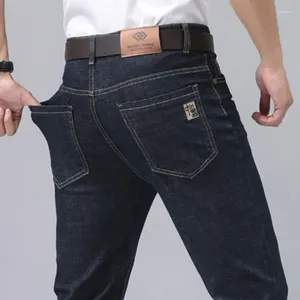 Jeans pour hommes denim élastique Business Straight Fashion Long Arrivées confortables Trafant bleu noir quotidien