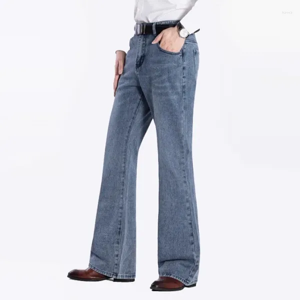 Jeans pour hommes Denim Flare décontracté polyvalent jambe large à la mode grand pantalon