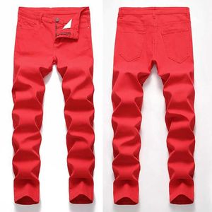 Heren jeans denim jeans casual plus maat nieuwe multicolor katoen stretch broek rood zwart klassiek eenvoudig dagelijkse merk plus maat j240507