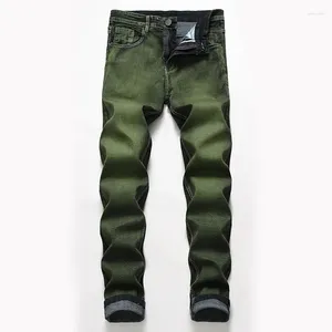 Jeans masculin denim hommes verts extension plus taille de mode consécutive décontractée pantalon classique de haute qualité