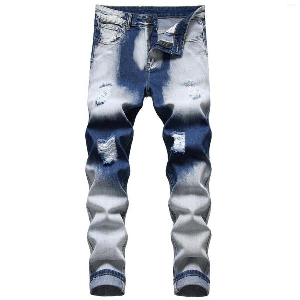 Jeans pour hommes Denim coupe régulière tendance coréenne pantalon Design Ruffian beau jeune grande taille