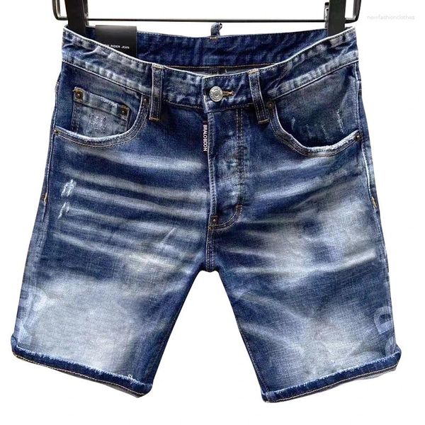 Short en jean pour homme, cinq quarts, mi-long, filigrane Laser, Cardigan original, court extensible