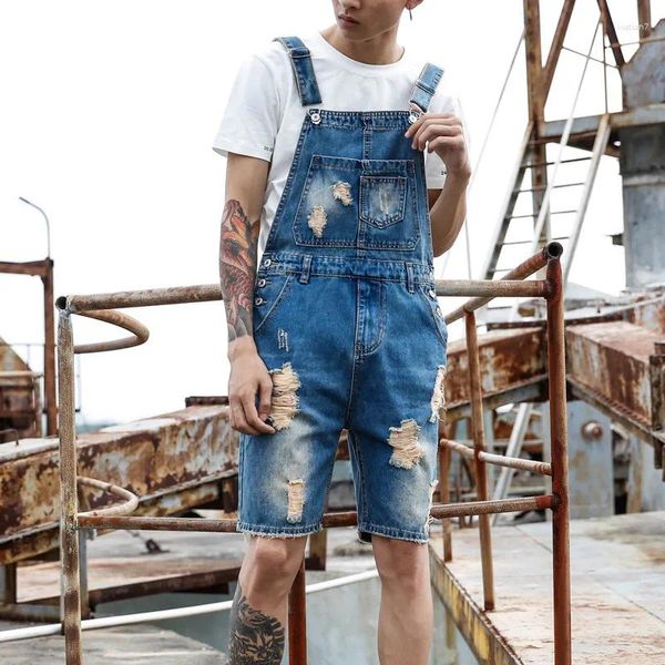 Jeans pour hommes Shorts en denim Summer Bib Hole Vêtements de travail surdimensionnés Plus de tailles S-4XL 5XL pour hommes