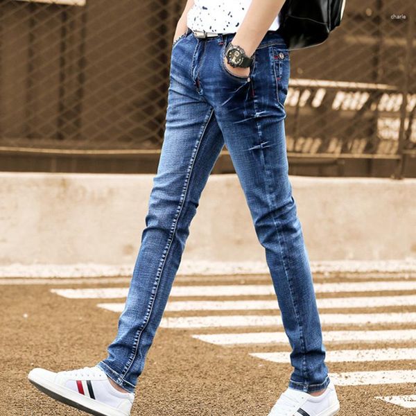 Jeans pour hommes Denim Slim Fit élastique décontracté printemps été pantalon noir vente en gros