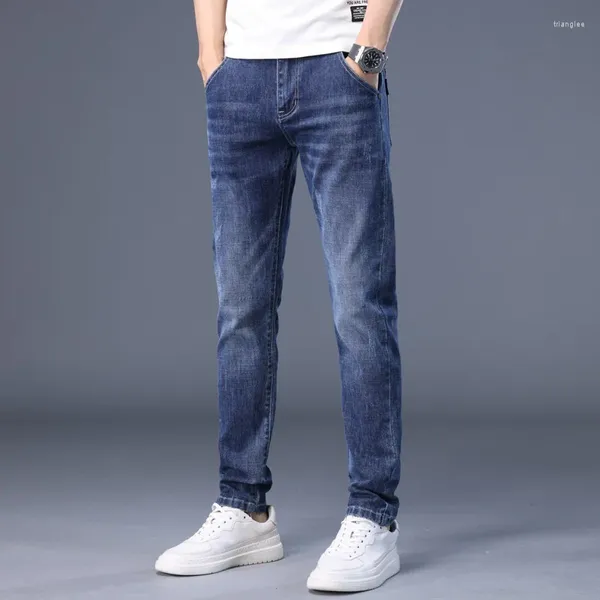 Jeans para hombres Denim Slim Fit para hombres 2024 Moda coreana Pantalones casuales Ropa negra Monos de otoño