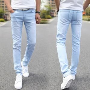 Jeans para hombres Denim Slim Fit Hombres Pantalones Stretch Light Blue Pantalones Alta Calidad Casual Moda Cow Boy Masculino 231113