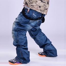 Heren Jeans Denim Snowboard Broek Winter Bretels Ski Skate Snow Board Waterdicht Winddicht Warm Verdikte Skiing314M