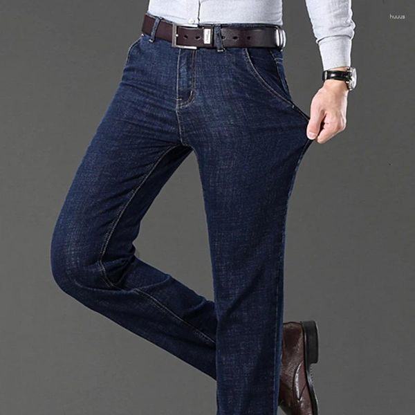 Jeans pour hommes Denim Femmes Droite Coupe régulière Business Casual Pantalon bleu Marque Toutes les saisons Arrivées Pantalon de mode