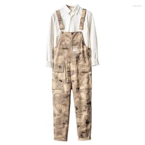 Jean homme désert Camouflage imprimé poches Cargo salopette à bretelles ample combinaisons droites pantalons décontractés Drak22
