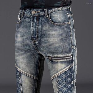 Jeans pour hommes Design Cool Hip Hop personnalisé fermeture éclair mode rétro broderie pantalons longs marque Slim grande taille