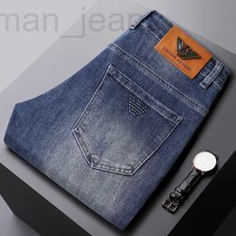 Mannen Jeans Designer 2022 Herfst/Winter Nieuwe Deep Blue Hong Kong Modemerk Slim Fit Elastische Voeten Denim broek K7LO