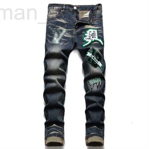 Jeans pour hommes Designer Summer Street Jeans pour hommes Pantalons en coton imprimés Mode jeunesse Taille moyenne serrée Casual