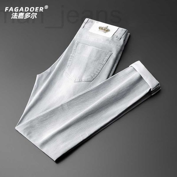 Designer de jeans pour hommes 2022 printemps et été nouveaux jeans simples hommes industrie lourde lavage gris clair nostalgique cône élastique 8HTR