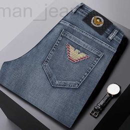Herren Jeans Designer 2022 Sommer dünne Jeans Herren elastische Slim Fit kleine gerade Röhre Stickerei Marke weiche Jugendhose ISXI