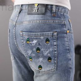 Heren Jeans Designer 2023 Europese Dunne Jeans Mannen Slim Slim-Fit Broek Borduren Mode High-End Jeugd Broek mannen Zeve
