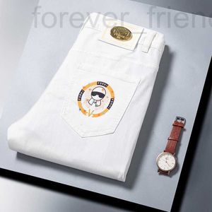 Designer de jeans masculin 2023 Nouveau pantalon blanc élastique coréen haut de gamme