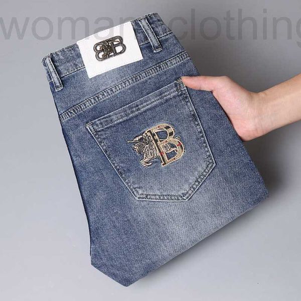 Jeans pour hommes Designer 2023 nouveaux jeans pour hommes luxe léger version coréenne mince élastique petit pied minceur marque porter P7WQ