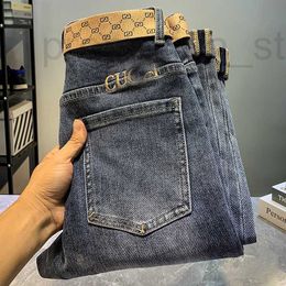 Heren Jeans Designer 2023 Lente En Herfst Ins Modemerk Koreaanse Geborduurde Harlan Slim Fit Kleine Voet Lange Broek 8B75