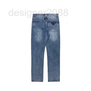 Jeans para hombre Diseñador 2023 primavera para hombre marca de ocio pantalones de mezclilla de lujo Alta temperatura sin agua Bolsillo a tope triángulo invertido diseño de bordado azul C851