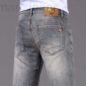 Jeans pour hommes designer 2023 printemps/été coupe mince petits pieds élastique décontracté tendance édition coréenne haut de gamme pantalon en frêne GWV0